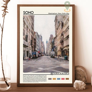 Impresión de Soho, póster de Soho, arte mural de Soho, viajes de Soho, impresión artística de Soho, obra de arte de Soho, fotografía de Soho, impresión de Soho Manhattan, póster de Soho, Nueva York