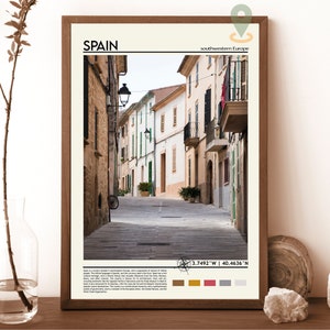 Impresión de España, póster vintage, arte mural de España, póster digital de España, foto de España, impresión de póster de España, póster de España, impresión artística de España