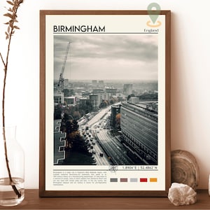 Birmingham Print, Birmingham Poster, Birmingham Wall Art, Birmingham city Travel, Birmingham art print, Birmingham United Kingdom Print