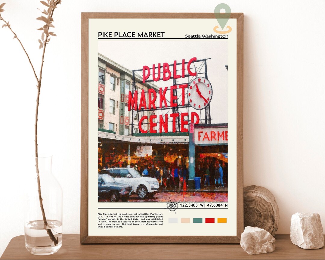 Pike Place Market Print, Pike Place Market Art, Pike Place Market ...