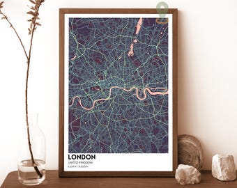 Mapa de Londres, Impresión de mapas de Londres, Mapa personalizado de Londres, Arte de la pared de Londres, Cartel de viaje de Londres, Cartel de Londres, Foto de Londres, Londres Inglaterra