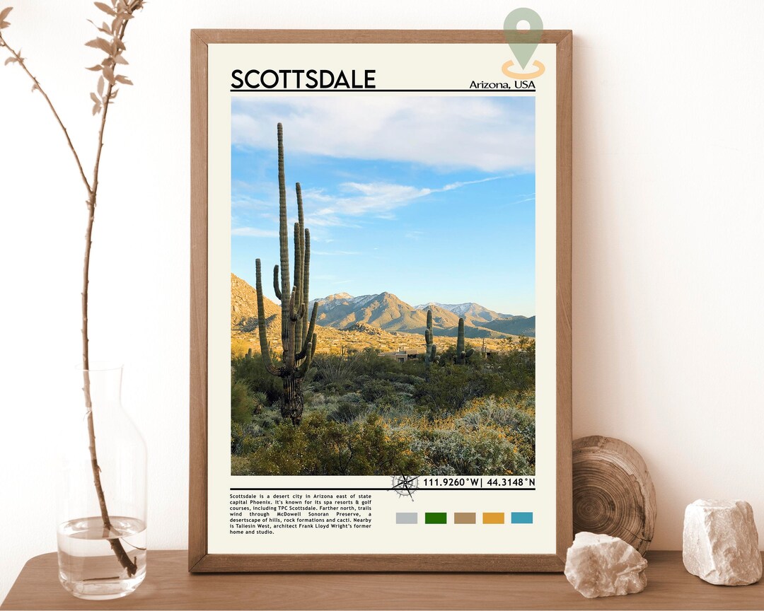 Scottsdale Print, Vintage Poster, Scottsdale Art, Scottsdale Travel