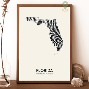 Kaart Florida, kaart Florida afdrukken, aangepaste kaart Florida, kaart staat Florida, reisposter Florida, poster Florida, kaart Miami Florida