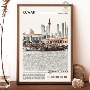 Impresión de Kuwait, arte de Kuwait, póster de Kuwait, fotografía de Kuwait, impresión de póster de Kuwait, pintura de Kuwait, póster de viaje a la ciudad de Kuwait, arte mural de Kuwait