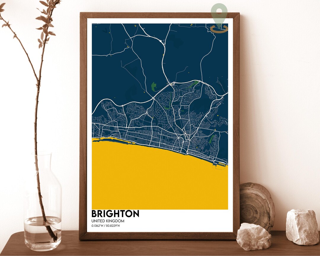 City of Brighton & Hove, Brighton Map , Brighton Map Print, Brighton Personalized Map Art