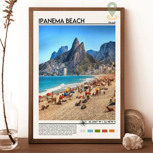 Impresión de la playa de Ipanema, arte de la playa de Ipanema, póster de la playa de Ipanema, foto de la playa de Ipanema, arte del póster de la playa de Ipanema, playa de Ipanema, Río de Janeiro