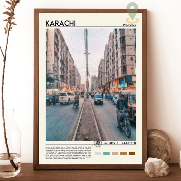 Karachi Print, Karachi Art, Poster, Karachi Photo, Karachi Poster Print, Karachi painting, Pakistan poster, Karachi artwork, Karachi city