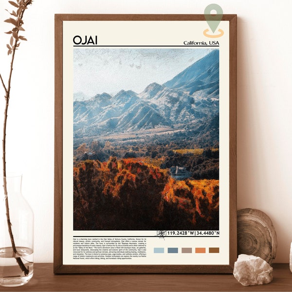 Ojai Print, Ojai Poster, Ojai Wall Art, Ojai Travel print, Ojai art print, Ojai artwork, California Print, Ventura County, Ojai valley print