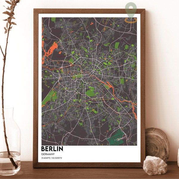 Berlin Map , Berlin Map Print, Berlin Personalized Map, Berlin Wall Art, Berlin Travel Poster, Berlin poster, Germany poster, Berlin city