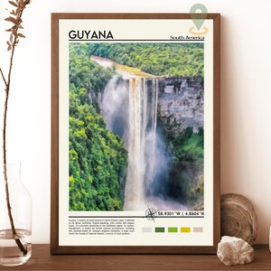 Impression de la Guyane, Art de la Guyane, affiche de la Guyane, photo de la Guyane, impression d'affiche de la Guyane, peinture de la Guyane, affiche de Georgetown, oeuvre d'art de la Guyane, Guyane