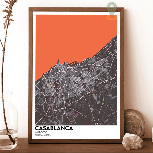 Casablanca Map , Casablanca Map Print, Casablanca Personalized Map, Casablanca City, Casablanca print, Casablanca poster, Morocco poster