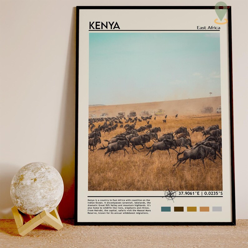 Kenya Print, Vintage poster, Kenya Art, Kenya Poster, Kenya Photo, Kenya Poster Print, Kenya Wall Decor, Nairobi poster, Travel gift image 7