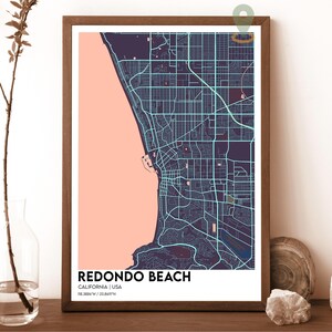 Redondo Beach Karte, Redondo Beach Karte Druck, Redondo Beach personalisierte Karte, Redondo Beach Stadt, Redondo Beach Kalifornien