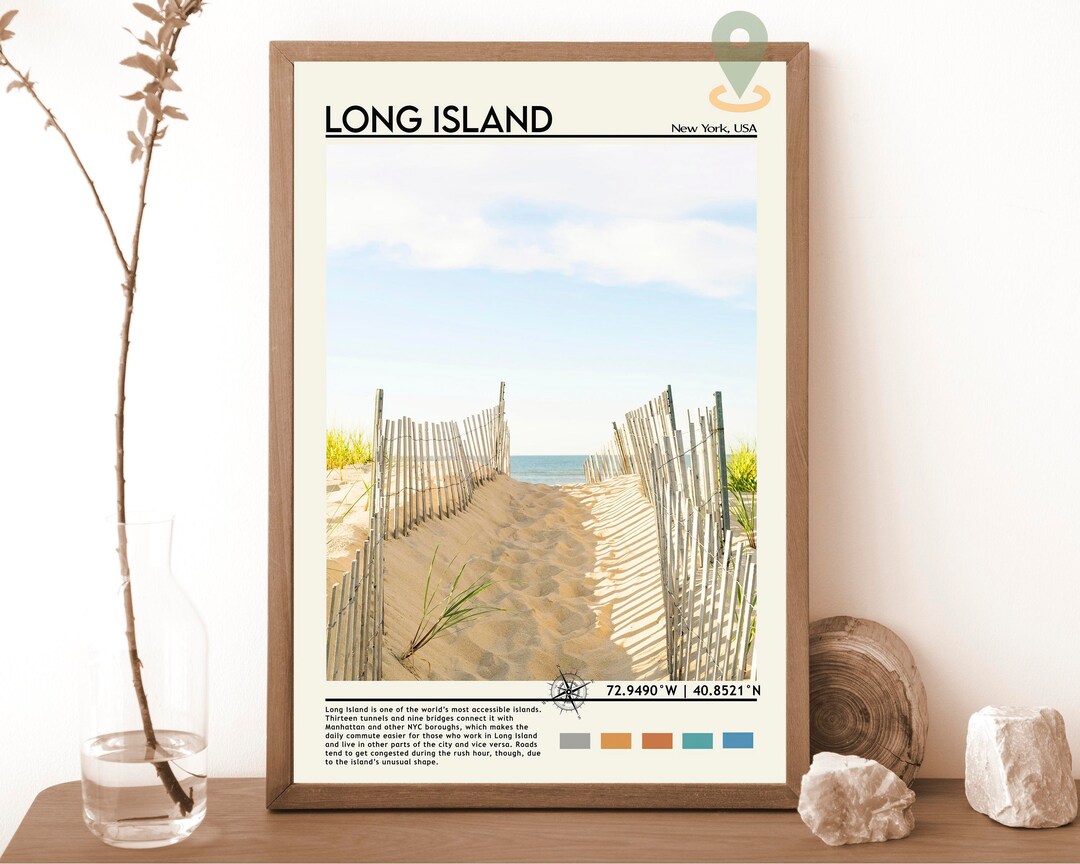 Long Island Print, Vintage Poster Print, Long Island Wall Art, Long