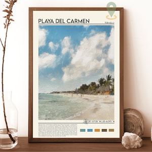 Impresión de Playa del carmen, Cartel de Playa del carmen, Arte de pared de Playa del carmen, Viajes a Playa del carmen, Arte de Playa del carmen, Quintana Roo