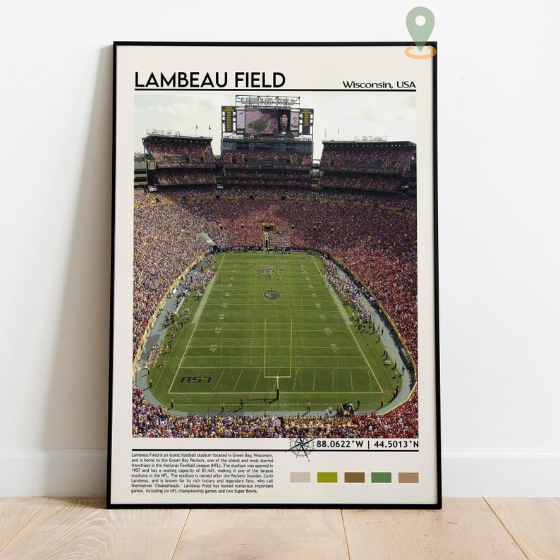 Lambeau Field Print Lambeau Field Poster Lambeau Field Wall Etsy