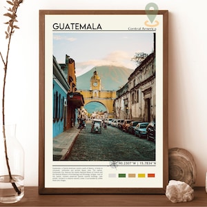Impresión de Guatemala, arte de Guatemala, fotografía de Guatemala, impresión de póster de Guatemala, pintura de Guatemala, póster de la ciudad de Guatemala, regalo de Guatemala