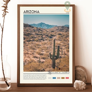 Impression de l'Arizona, photo de l'Arizona, affiche de l'Arizona, peinture de l'Arizona, oeuvre d'art de l'Arizona, ville de l'Arizona, affiche de Phoenix, cadeau de l'Arizona, état de l'Arizona