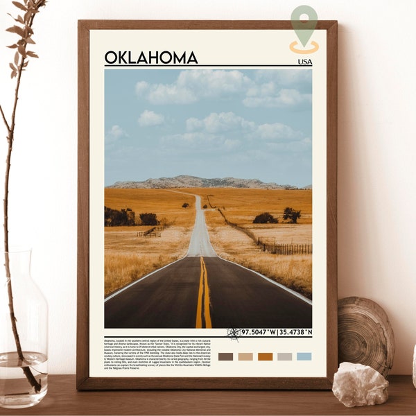 Oklahoma Print, Oklahoma Poster, Oklahoma Wall Art, Oklahoma Travel, Oklahoma art print, Oklahoma artwork, Oklahoma Photo, Tulsa Print