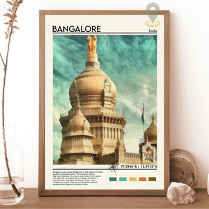 Impresión de Bangalore, póster vintage, arte de Bangalore, póster de Bangalore, fotografía de Bangalore, impresión de póster de Bangalore, arte de la India, descarga digital