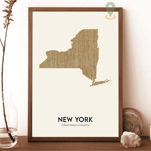 Carte de New York, impression de carte de New York, carte personnalisée de New York, carte de l'État de New York, affiche de voyage de New York, affiche de New York, carte de la ville de New York
