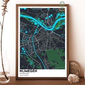 Mapa de Nijmegen, impressão de mapa de Nijmegen, mapa personalizado de Nijmegen, cidade de Nijmegen, pôster de viagem de Nijmegen, pôster de Nijmegen, Nijmegen Holanda