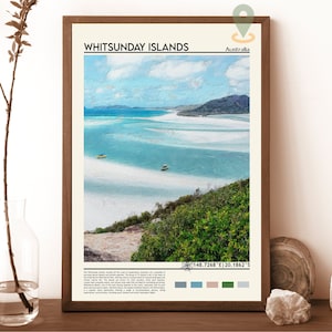 Impresión de las islas Whitsunday, póster de las islas Whitsunday, arte mural de las islas Whitsunday, viajes a las islas Whitsunday, impresión de la playa de Whitehaven