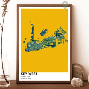 Key West-kaart, Key West-kaartafdruk, Key West-muurkunst, Key West-reisposter, Key West-poster, Key West-foto, Key West-Florida-poster