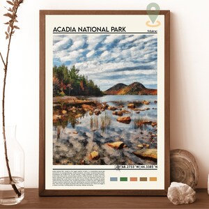 Acadia National Park Poster, Acadia Poster, Maine Poster, Illustrationskunst, Natur Reise Poster, Wandkunst, minimalistische Kunst