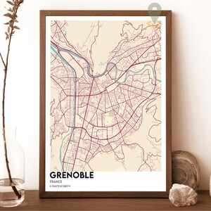 Grenoble Karte, Grenoble Karte Druck, Grenoble personalisierte Karte, Grenoble Wandkunst, Grenoble Reiseplakat, Grenoble Poster, Grenoble Frankreich