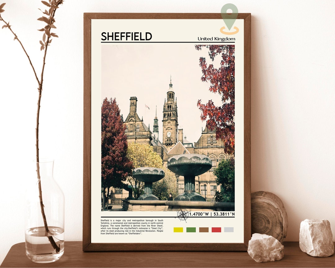 Sheffield Print, Sheffield Poster, Sheffield Wall Art, Sheffield Travel