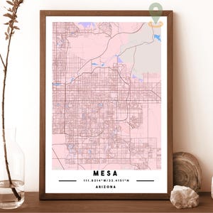 Carte Mesa, impression de carte Mesa, carte personnalisée Mesa, art mural Mesa, affiche de voyage Mesa, poster Mesa, photo Mesa, carte Mesa de l'Arizona