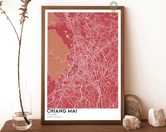 Chiang Mai Map , Chiang Mai Map Print, Chiang Mai Personalized Map, Chiang Mai Wall Art, Chiang Mai Travel Poster, Chiang Mai Thailand