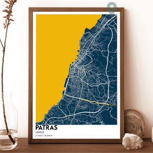 Patras Karte, Patras Kartendruck, Patras personalisierte Karte, Patras Stadt, Patras Reiseplakat, Patras Plakat, Patras Griechenland Karte, Patras Kunst
