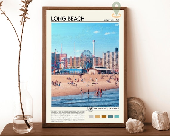 安価 Poster, Beach Long Print, Beach Long Long Art Wall Beach 絵画