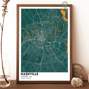 Mapa de Nashville, impressão de mapa de Nashville, mapa personalizado de Nashville, cidade de Nashville, pôster de viagens de Nashville, pôster de Nashville, cidade de Nashville