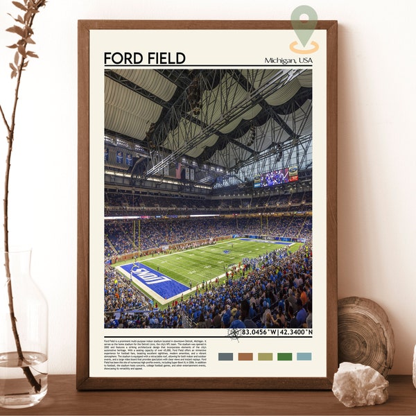 Ford Field Stadium Print, Ford Field Stadium Poster, Ford Field Stadium Wall Art, Ford Field Stadium Travel, Ford Field Stadium art print