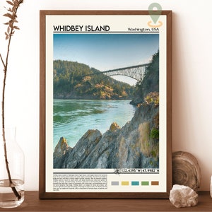 Impresión de la isla Whidbey, póster de la isla Whidbey, arte mural de la isla Whidbey, viajes a la isla Whidbey, impresión artística de la isla Whidbey, impresión de Washington