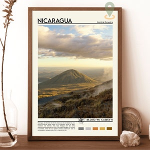 Nicaragua Print, Vintage poster, Nicaragua  Wall Art, Nicaragua Poster, Nicaragua Photo, Nicaragua map, Nicaragua Wall Decor