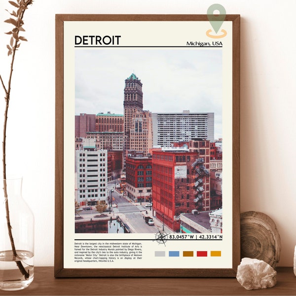Detroit Print, Detroit Poster, Detroit Wall Art, Detroit Travel, Detroit art print, Detroit artwork, Detroit Photo, Detroit Michigan Print