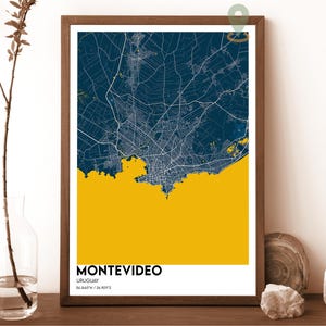 Mapa de Montevidéu, Impressão de Mapa de Montevidéu, Mapa Personalizado de Impressão de Montevidéu, Arte de Parede de Montevidéu, Cidade de Montevidéu, Montevidéu Uruguai