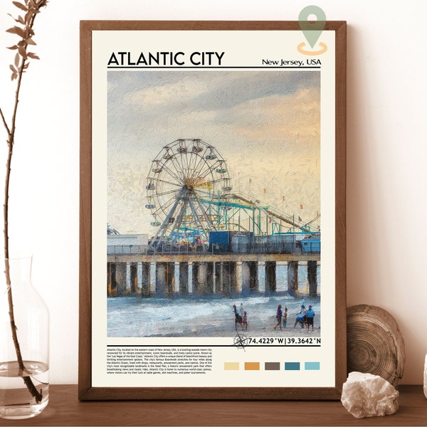 Atlantic City Print, Atlantic City Poster, Atlantic City Wall Art, Atlantic City Travel print, Atlantic City art print, New Jersey Print