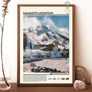 Mammoth Mountain skiresort poster, Californië reizen poster, skiën print, vintage ski poster, Mammoth Lakes, Mammoth Mountain print