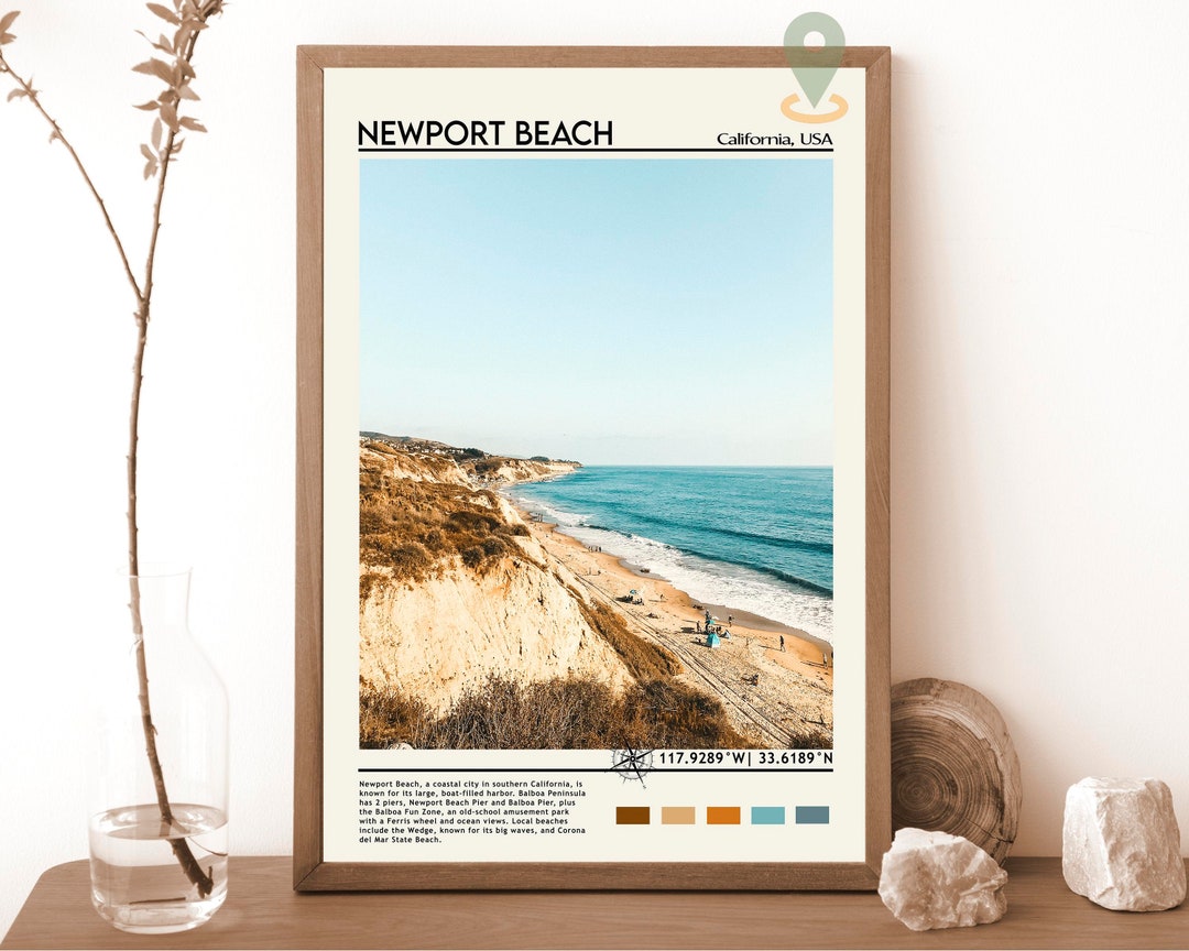 Vintage Print, Newport Beach Print, Newport Beach Wall Art, Newport