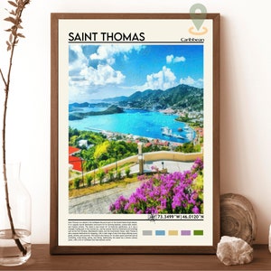 Impressão de arte de Saint Thomas, pôster de Saint Thomas, foto de Saint Thomas, arte de parede de Saint Thomas, Ilhas Virgens dos Estados Unidos, pôster caribenho