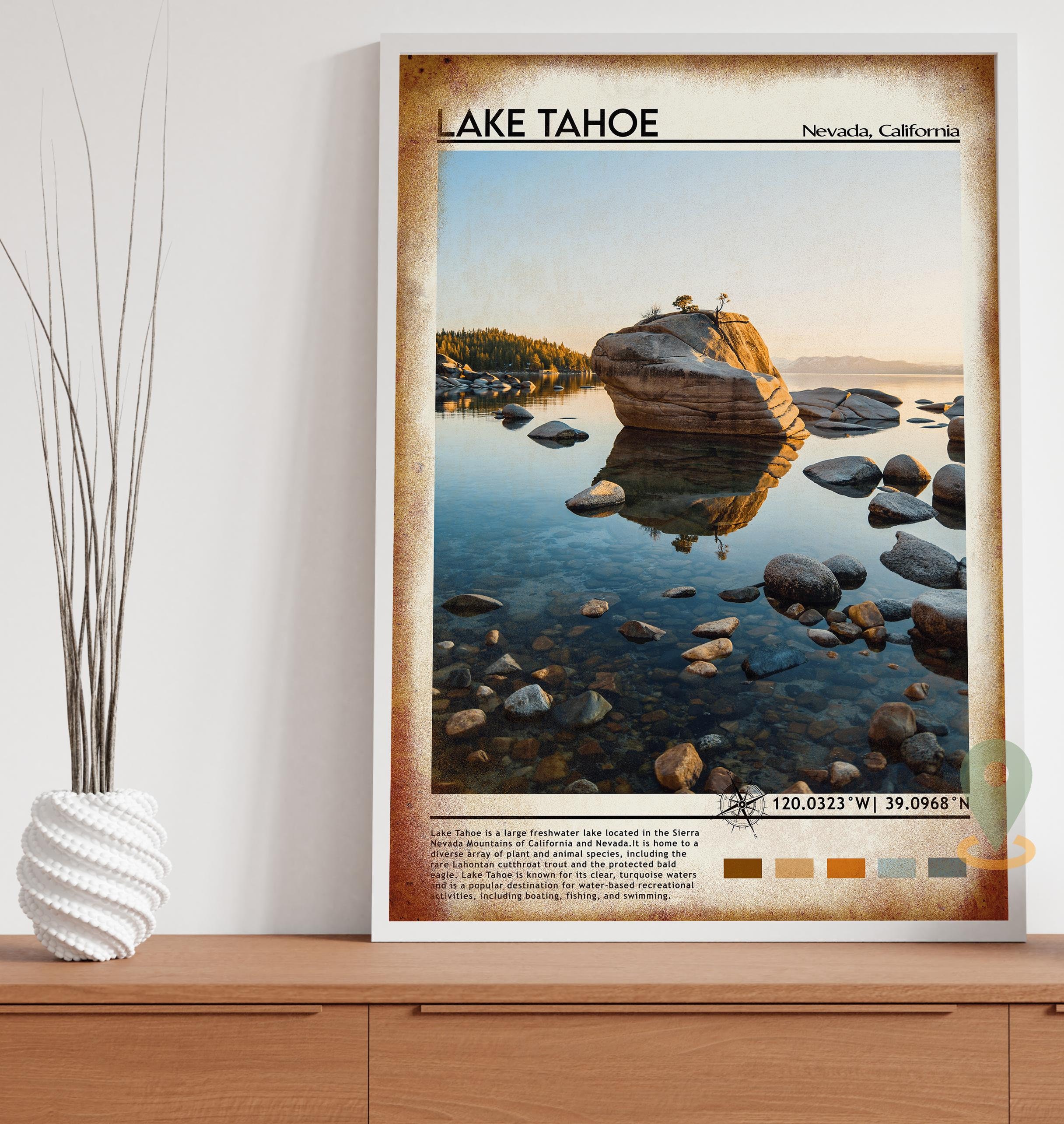 Lake Tahoe Print Lake Tahoe Art Lake Tahoe Poster Lake - Etsy