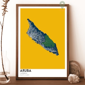 Carte d'Aruba, impression de carte d'Aruba, art mural d'Aruba, affiche de voyage d'Aruba, affiche d'Aruba, photo d'Aruba, plan de la ville d'Aruba, affiche d'Aruba aux Pays-Bas
