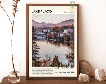 Lake Placid Print, Lake Placid Poster, Lake Placid Wall Art, Oil Painting Poster, City Print, City Artwork, Travel Artwork, Travel Wall Art