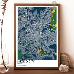 Mapa de la Ciudad de México, Impresión de mapas de la Ciudad de México, Mapa personalizado de la Ciudad de México, Arte de la Muralla de la Ciudad de México, Cartel de viaje de la Ciudad de México, Cartel de la Ciudad de México