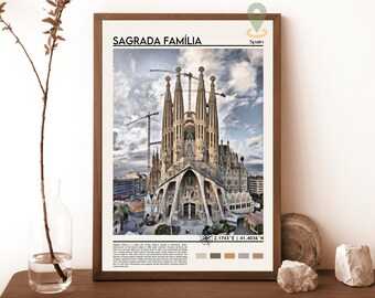 Barcelona Spain Sagrada Familia Cathedral Travel Poster - Etsy